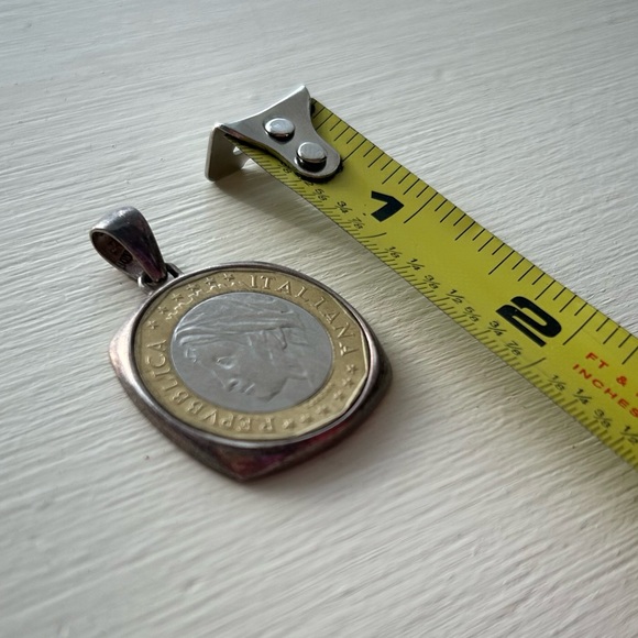 Milor Vintage Sterling Silver Republica Italiana Coin Pendant 15.7 Grams Silver - Picture 9 of 9